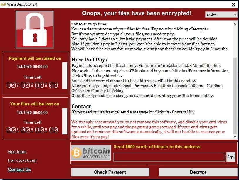 A ransomware lockout screen
